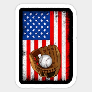 Baseball Player American US Flag Patriotic 4th of July Men Sticker